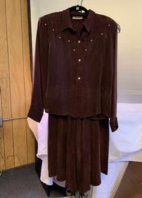 Rosalia Chochocate Brown Size S Matching Blouse and Skirt Set 201//280